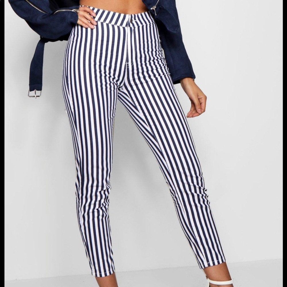 Altar’d state blue and white striped skinnys